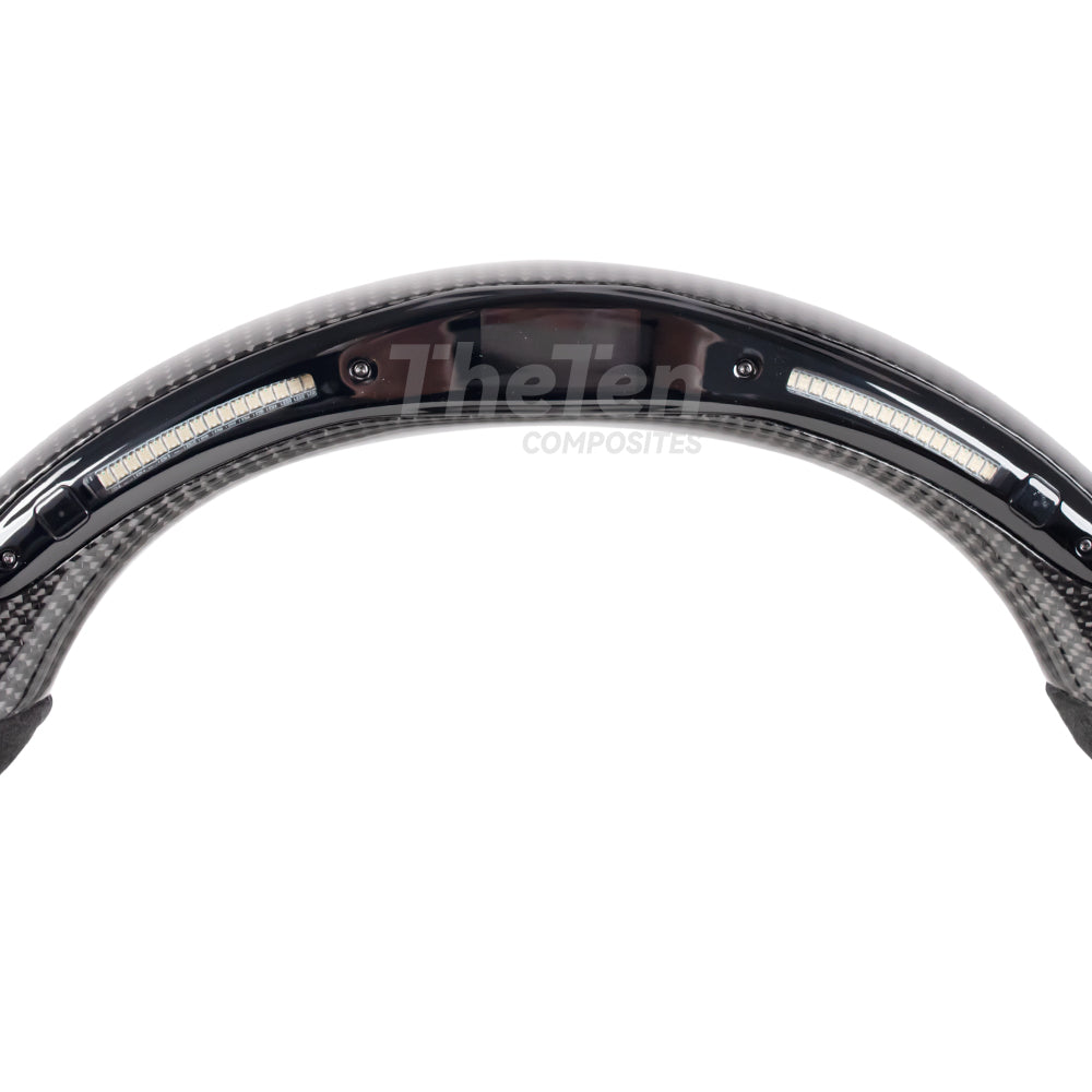 D-CARBON 2016+ TOYOTA 86 SUBARU BRZ FLAT BOTTOM STEERING WHEEL IN GLOSS CARBON & ALCANTARA WITH LED RACE DISPLAY