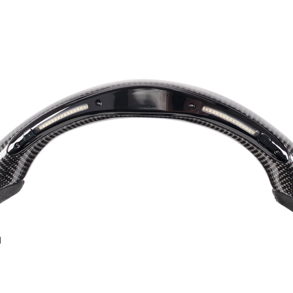 D-CARBON 2015-2020 FORD F150 Raptor II IN GLOSS CARBON FIBER STEERING WHEEL WITH LED RACE DISPLAY & ALCANTARA GRIP