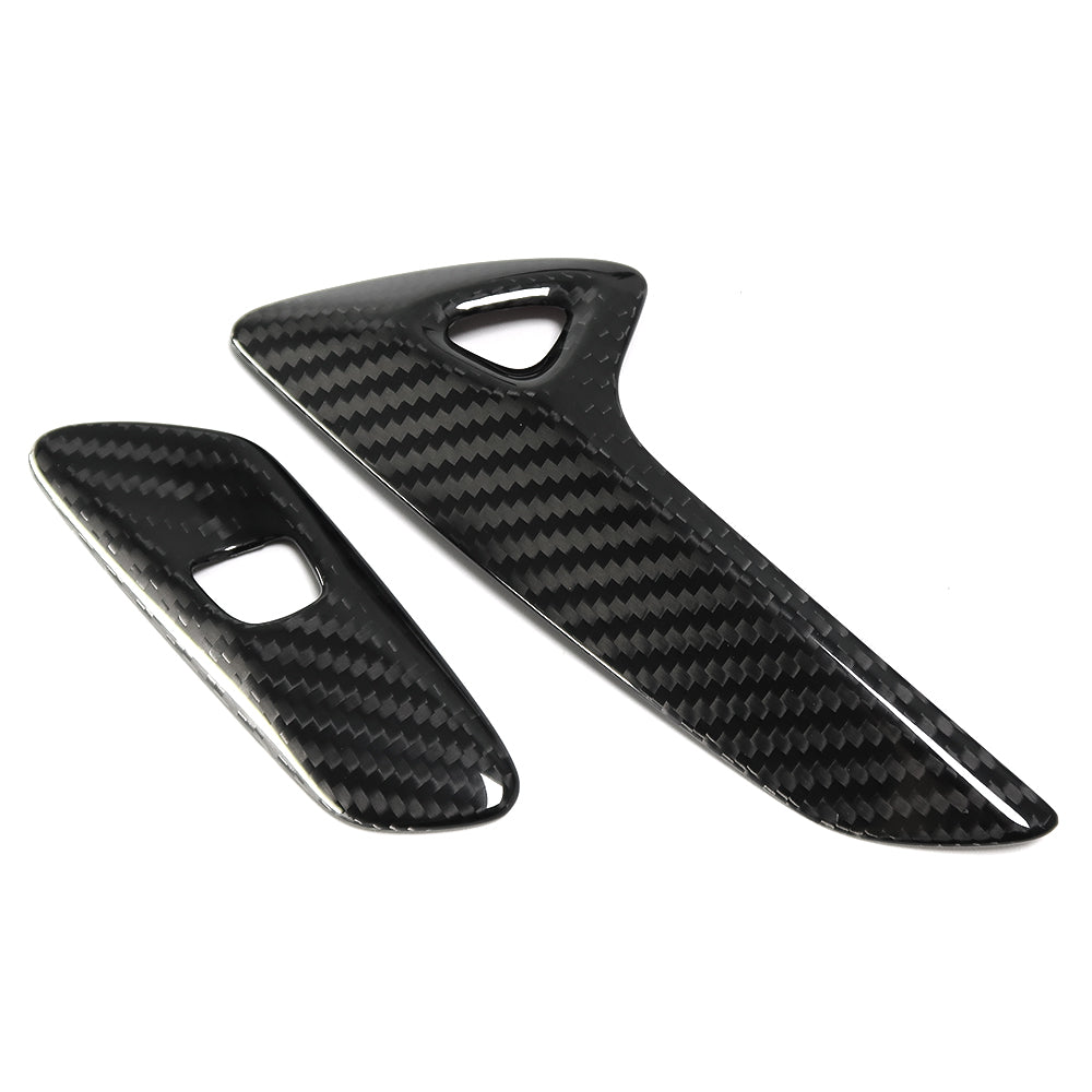 THETEN  CORVETTE C7  CARBON FIBER DOOR HANDLE BUTTON FRAME ADHESIVE GLOSSY FINISH 2-PIECE SET