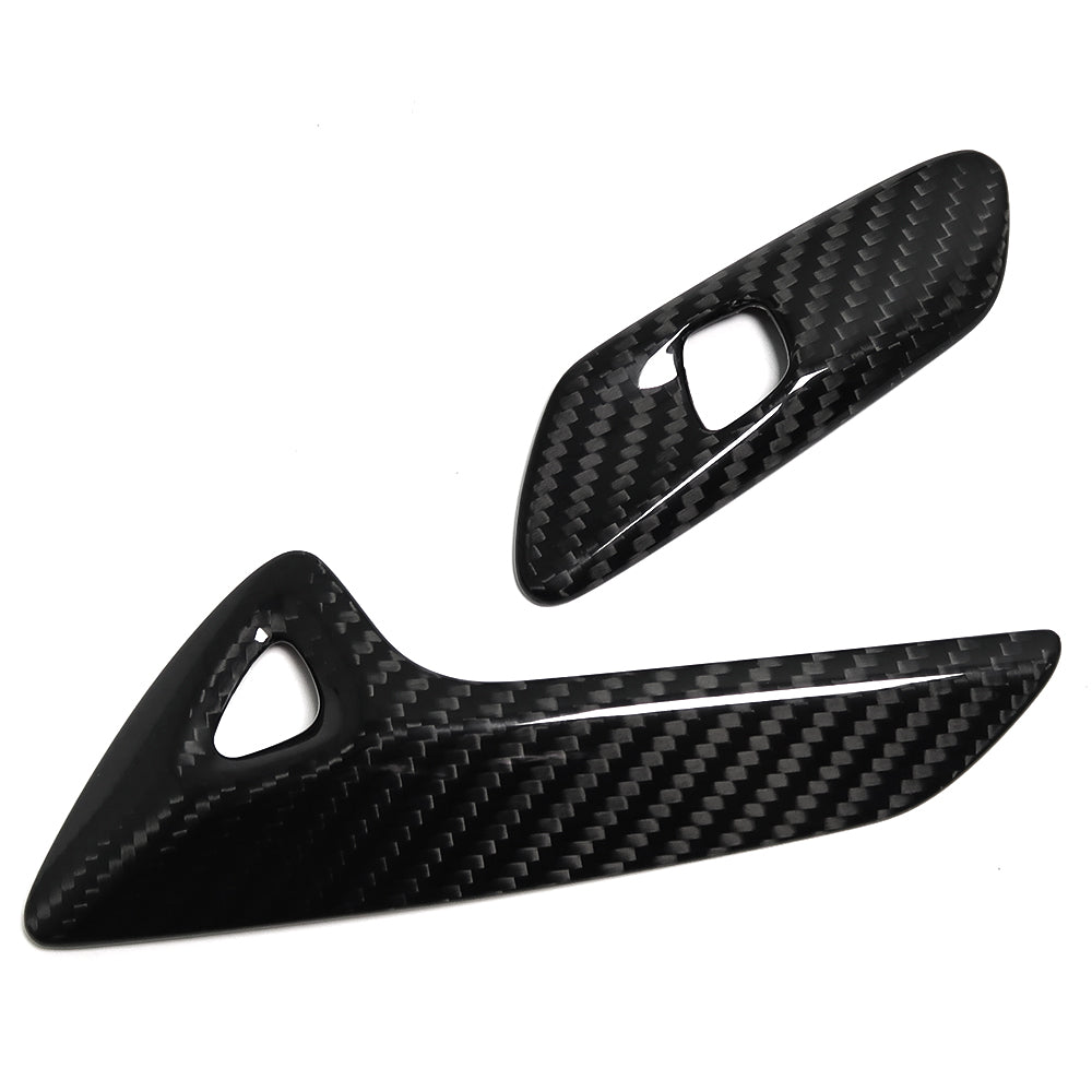 THETEN  CORVETTE C7  CARBON FIBER DOOR HANDLE BUTTON FRAME ADHESIVE GLOSSY FINISH 2-PIECE SET